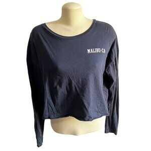 French Pastry Navy Blue Cropped Graphic T Shirt Sz Large Womens Malibu, CA